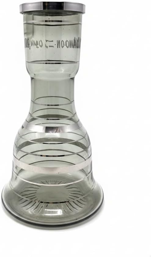 Khalil Mamoon Authentic 1-Level Replacement Glass Hookah Vase – Hand-Painted Gold Banding – Compact Professional Series