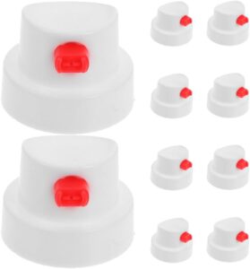 10Pcs Spray can Nozzles Adjustable Aerosol Spray Caps Graffiti Art | for Touchup Painting Waterproof Button Fan Tips for Precise Application White PE Material0.86X0.67In