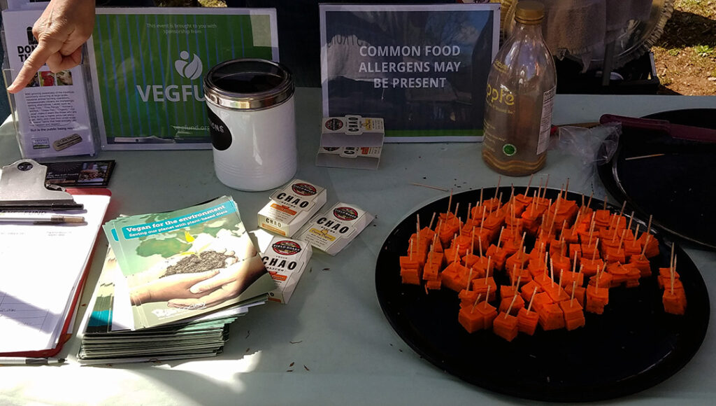 Earth Day food sampling - Piedmont Farm Animal Refuge