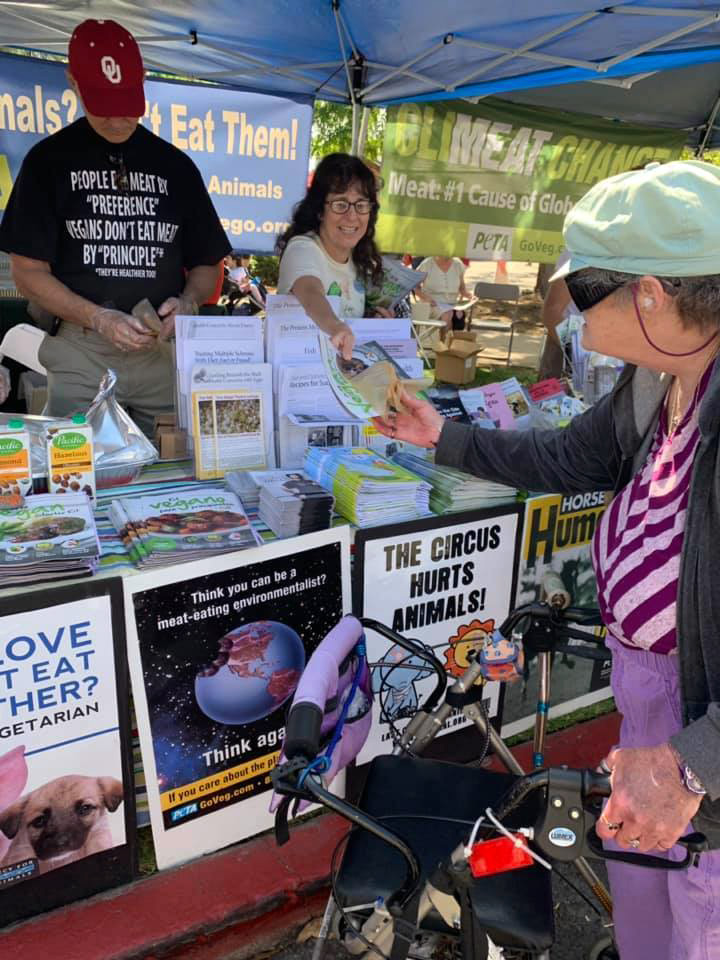 Food sampling at Earth Day street fair - LA, 2019