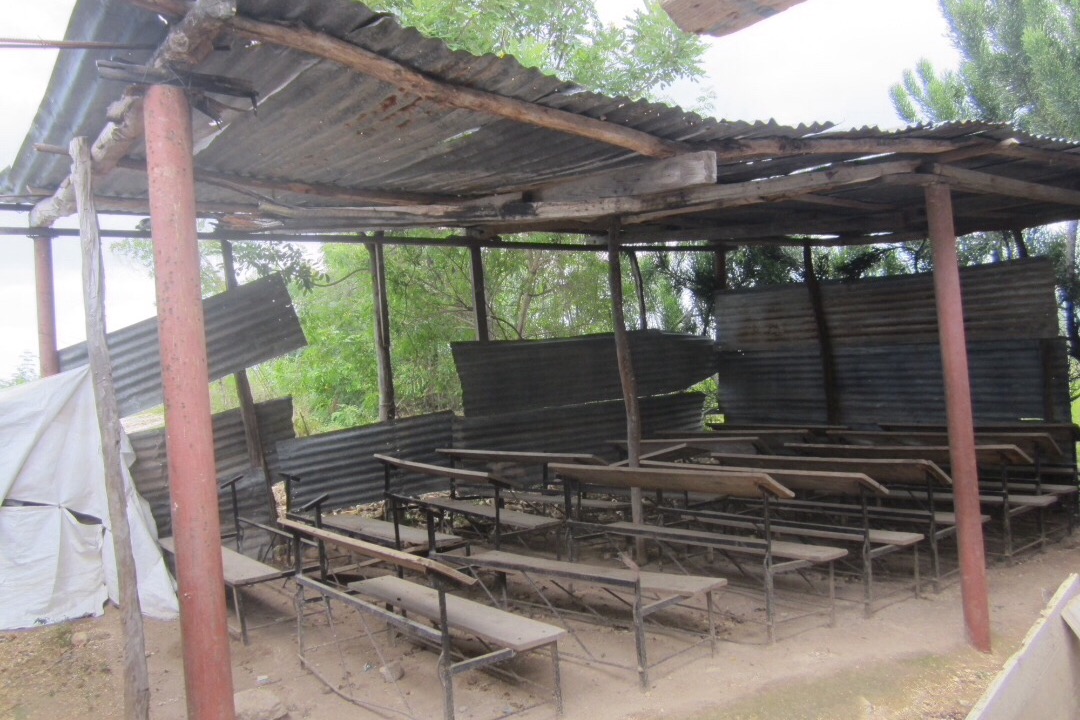 Interior view of the temporary schoolhouse