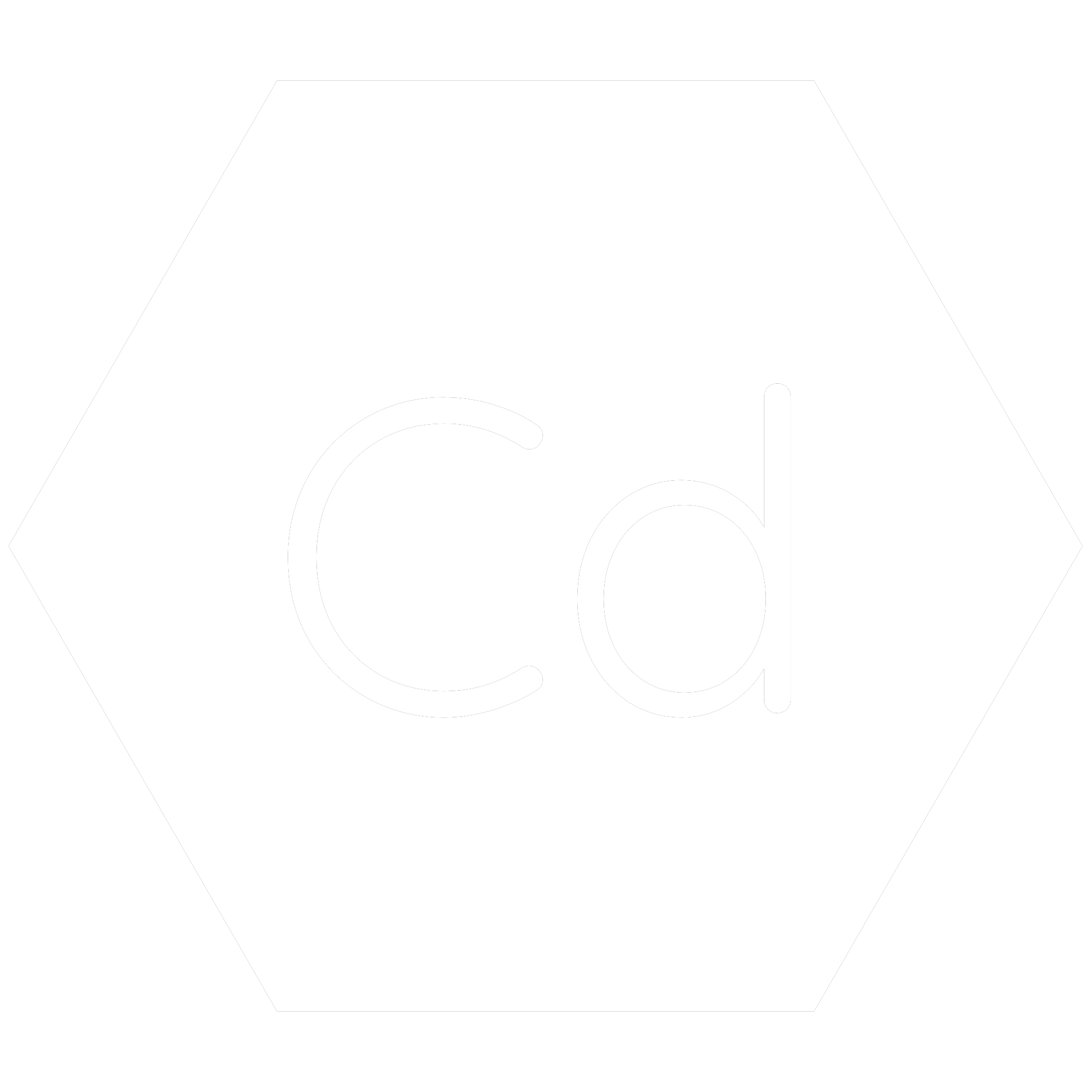 White hexagon icon with the chemical symbol for Cadmium which is a banned RoHS substance.