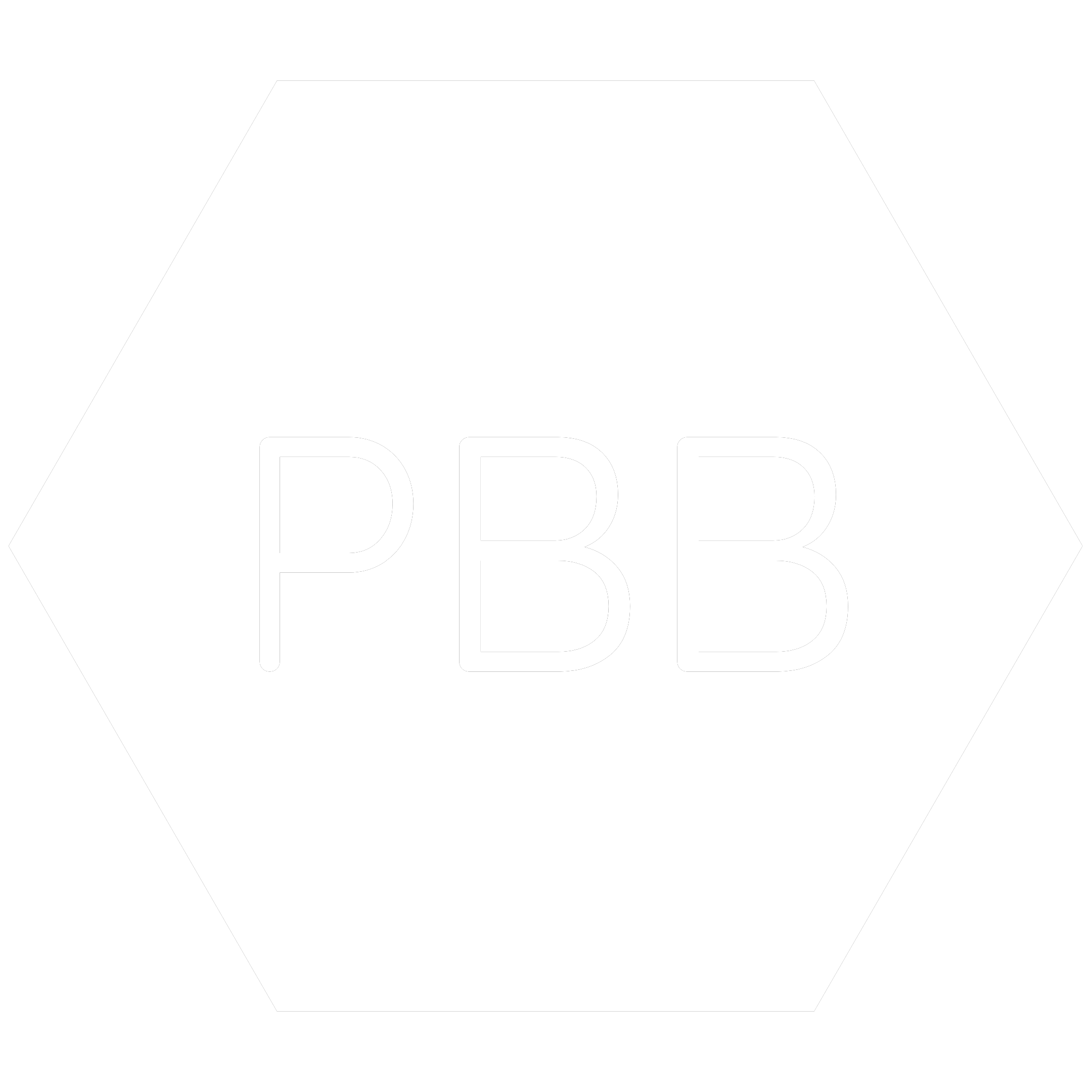 White hexagon icon with the chemical symbol for Polybrominated Biphenyls which is a banned RoHS substance.