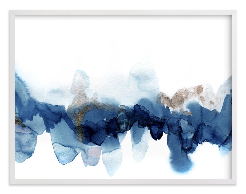 Fractured Horizon 1, 54" X 40", Light Gray Wood Frame, Indigo, Standard Plexi & Materials, Standard Borders & Matting