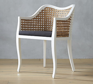 Tayabas Cane Side Chair and Black Cushion