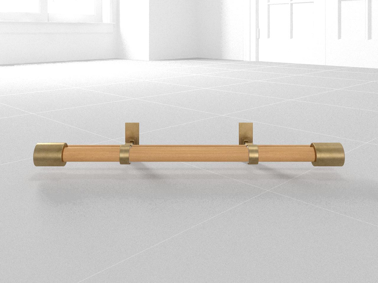 Mid Century Double Rod28-48 inchesWood/Brass