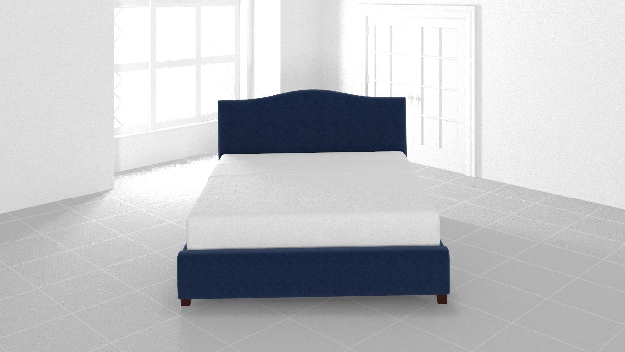 Raleigh Camelback Low Bed w/Pewter NH King Everyday Velvet Navy