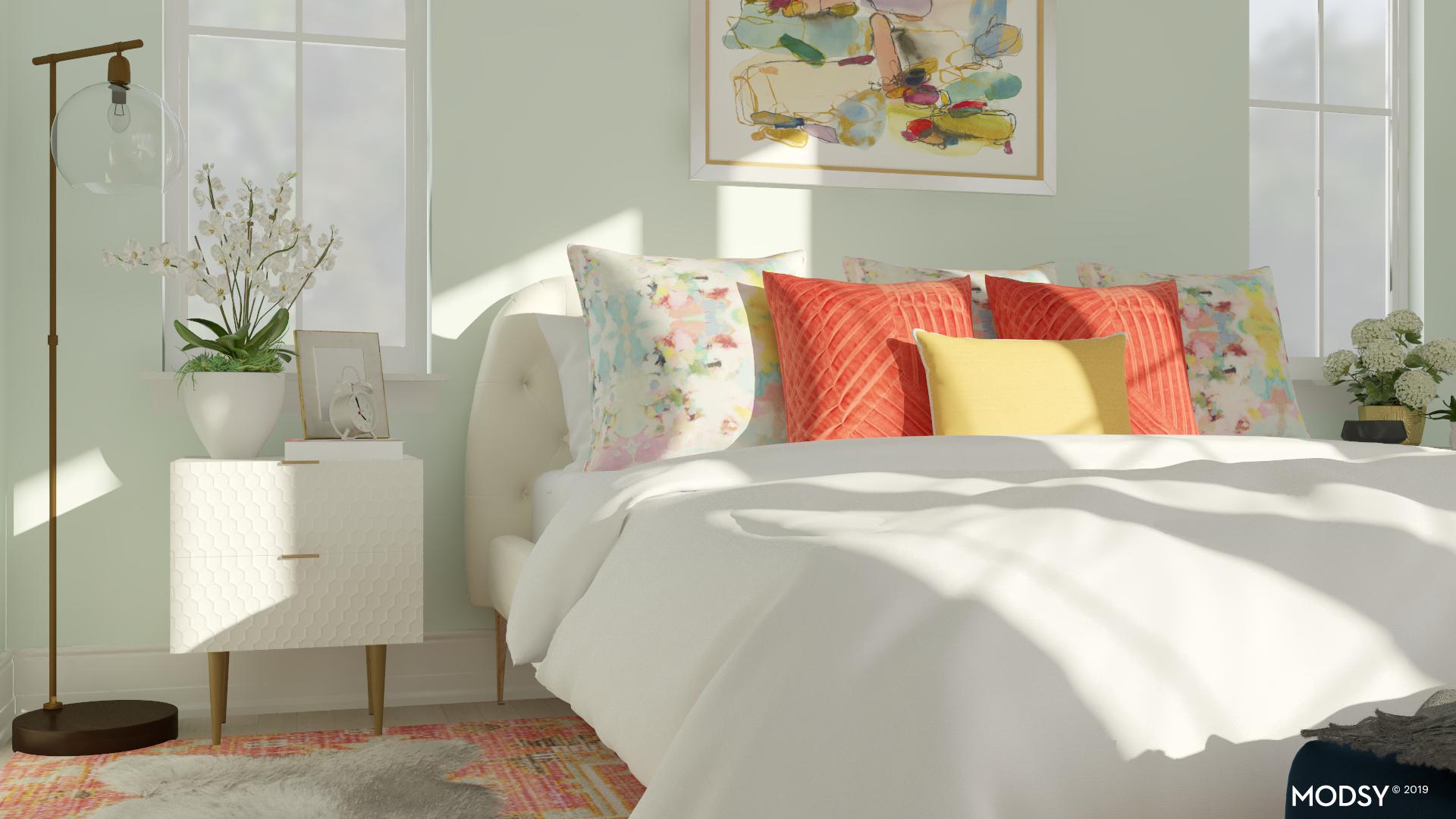 Bright Colors Feel Cozy In This Mid-Century Bedroom | Mid-Century