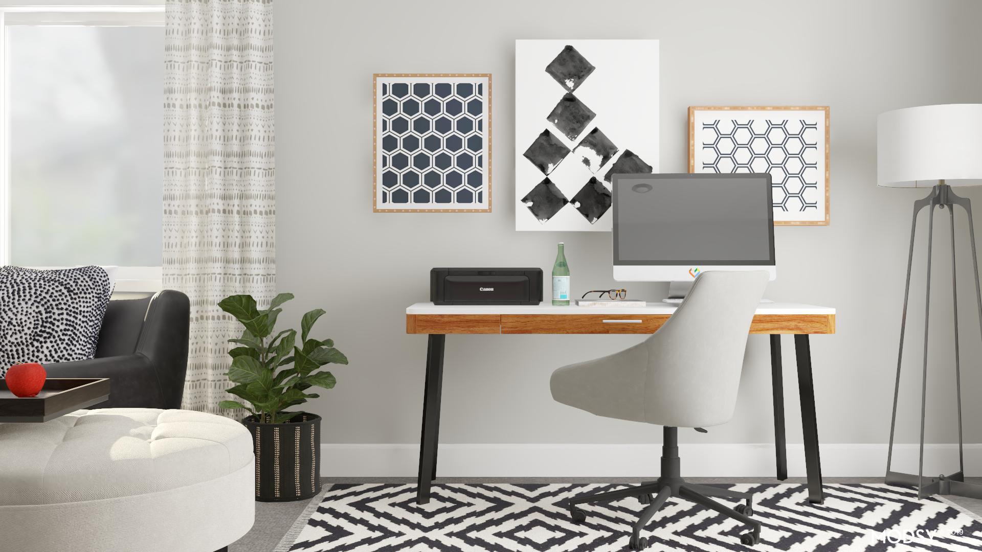Black And White Modern Minimal Office MidCentury