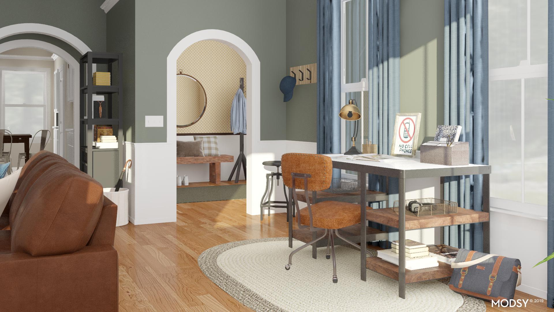 An Updated Traditional Office Space Living Room Design Ideas & Photos