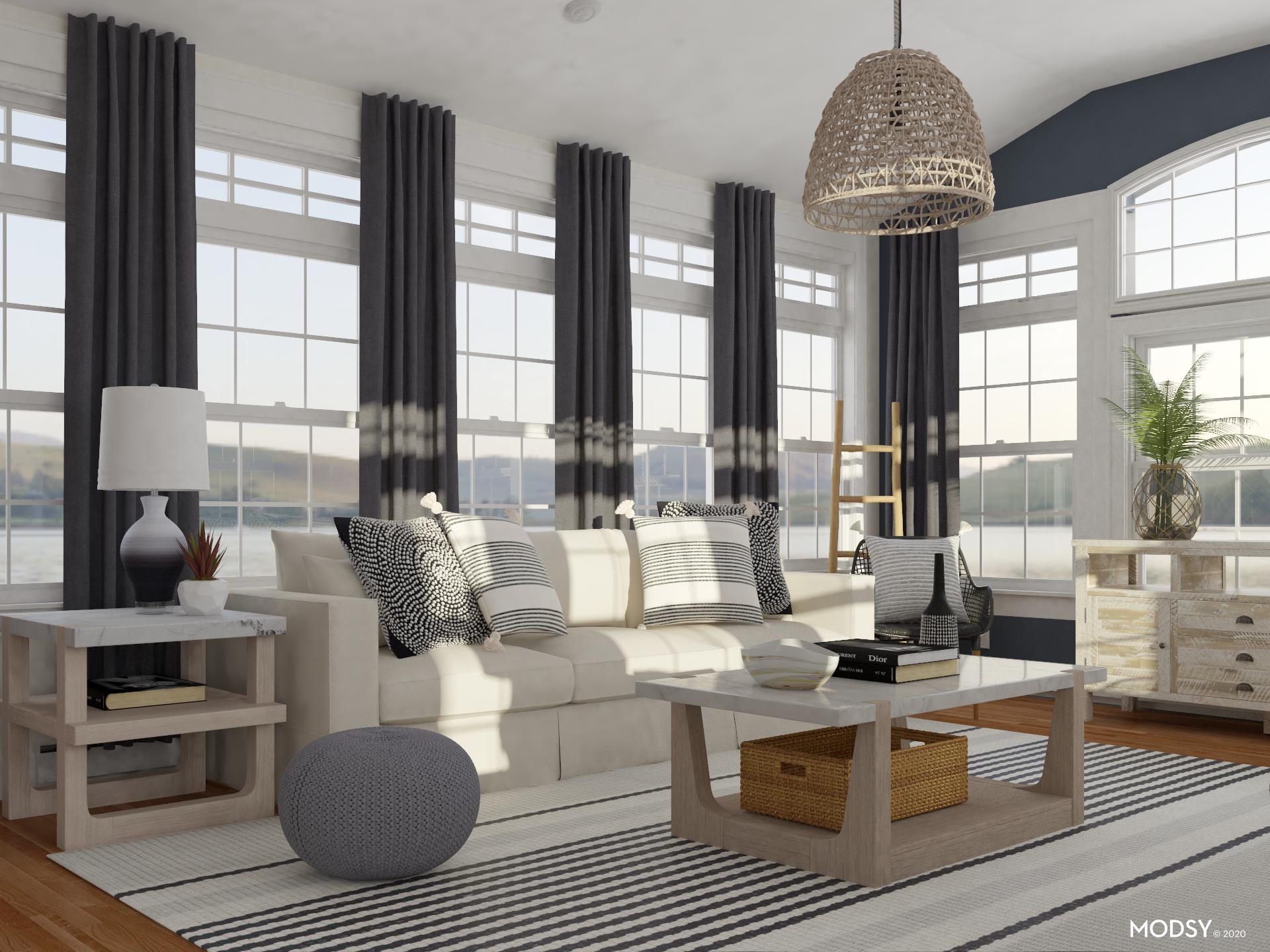 Black And White: Coastal Living Room Design | Coastal-Style Living Room