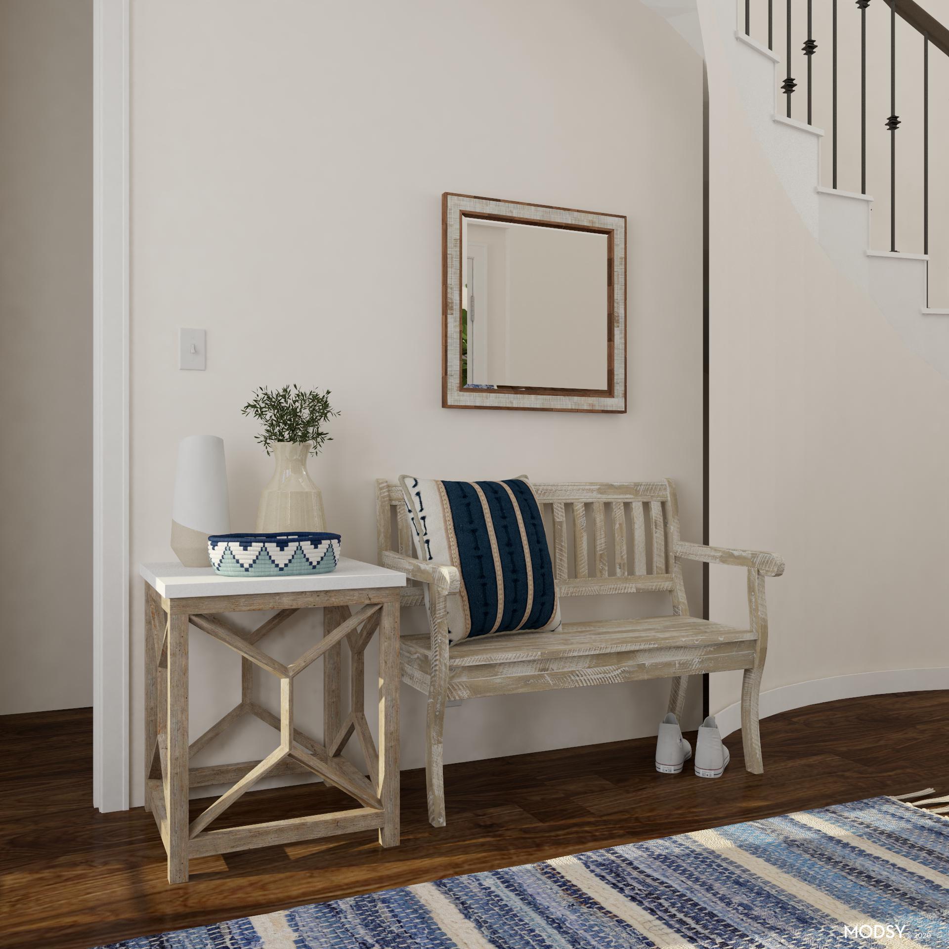 Cozy Coastal Entry Bench Entryway Design Ideas & Photos