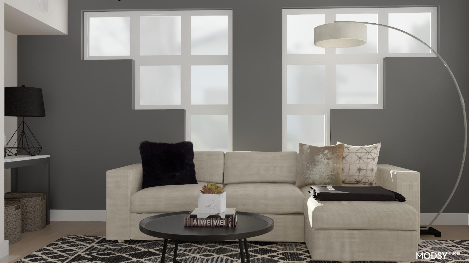 Modern Neutral Grey Living Room | Modern-Style Living Room Design Ideas