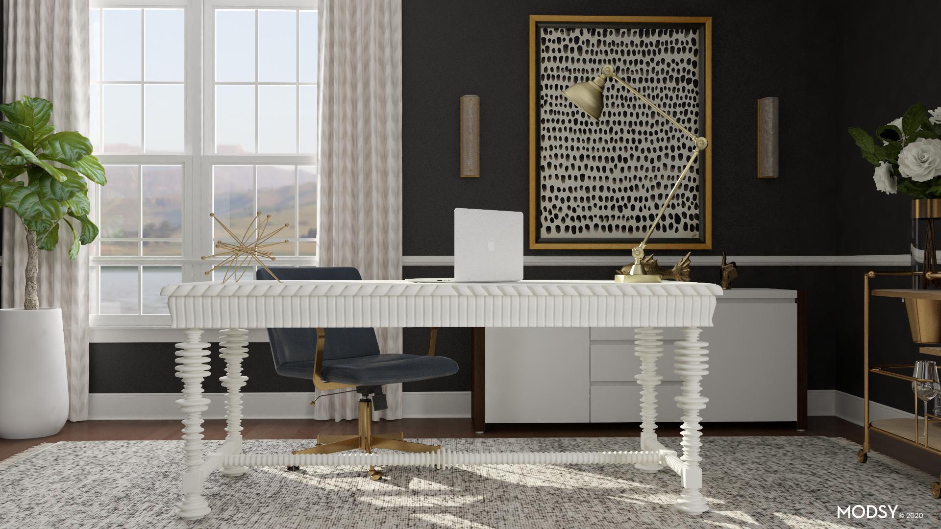 Glam, Black And White Office Home Office Design Ideas & Photos