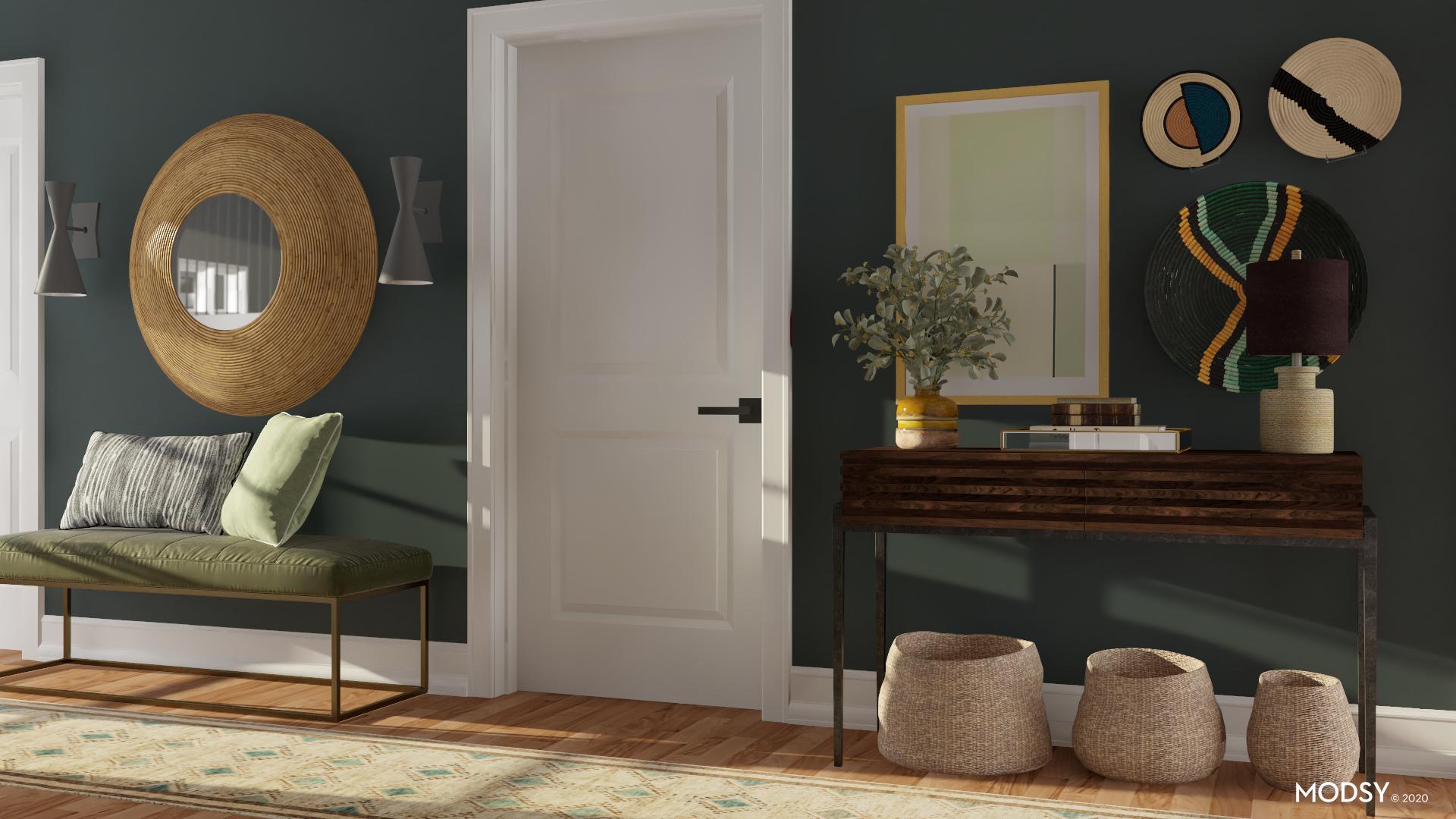 Muted Greens Entry Entryway Design Ideas & Photos