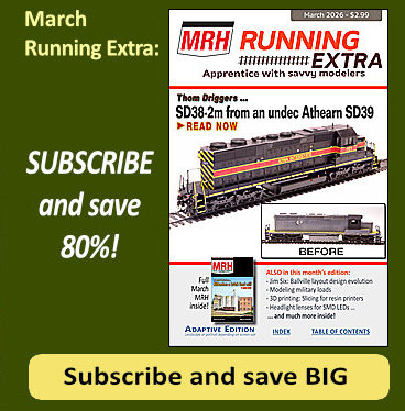 In the March Running Extra: Thom Driggers models an SD38-2m from an undec Athearn