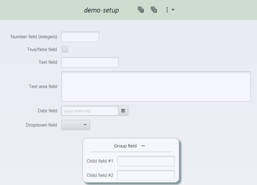 Form preview showing all form control types