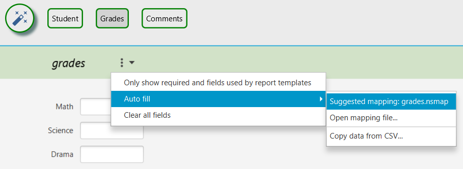 Opening auto-fill wizard on grades form