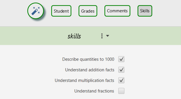 Form for skills data