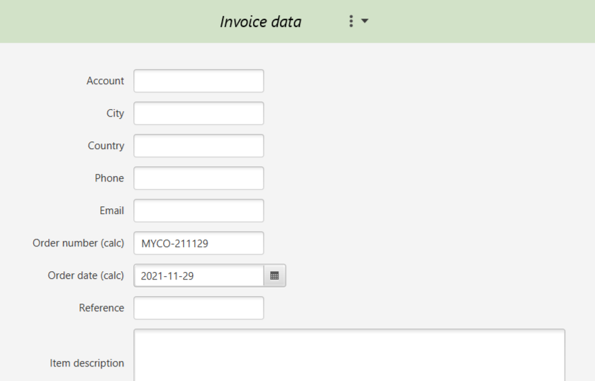 Empty invoice form