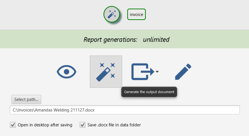 Generate page for an invoice