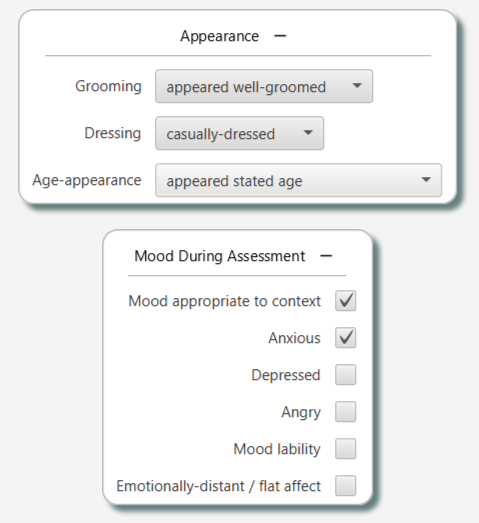 Form for observations data