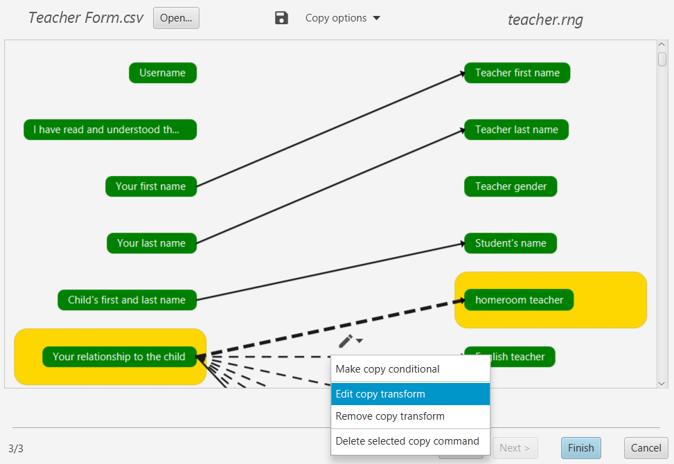 Data mapping panel for teacher background data