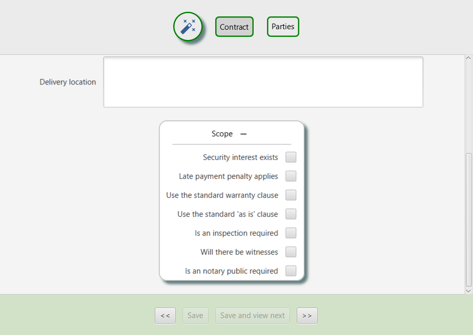 Form with expanded scope control group