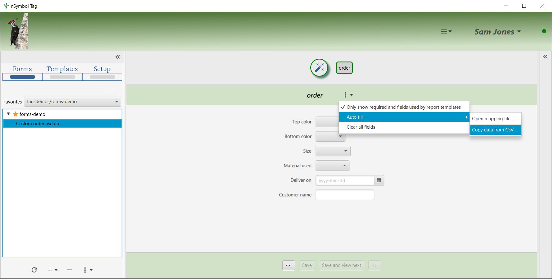 Menu item to open CSV import wizard