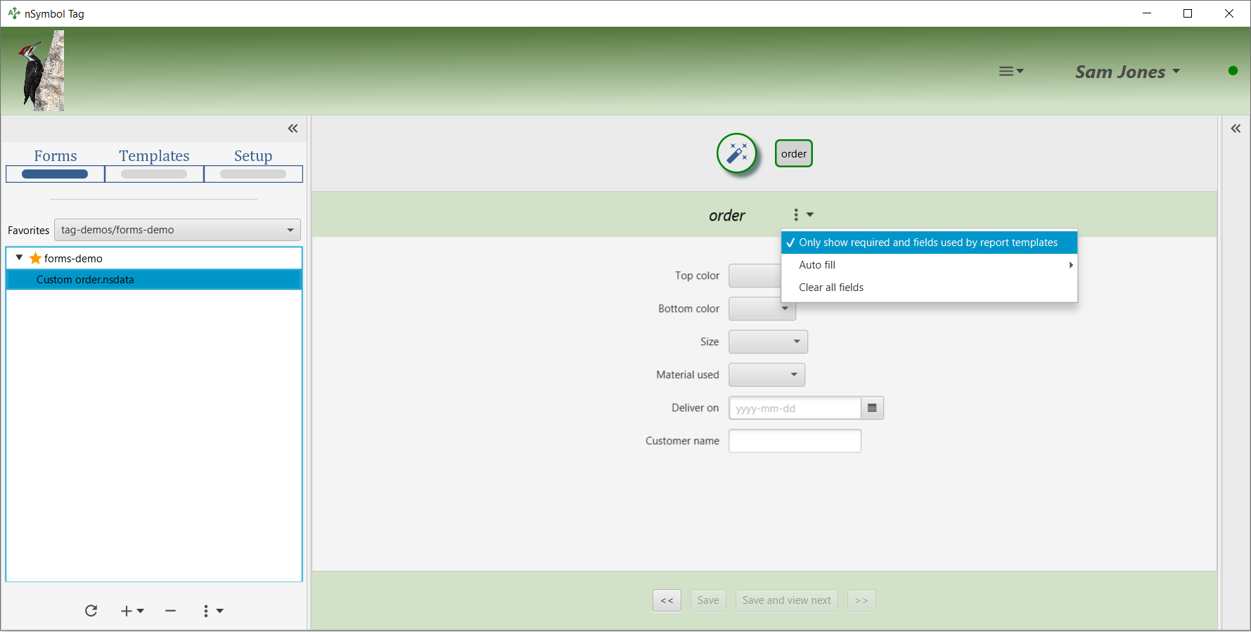 Menu item to toggle filter for required/used controls only