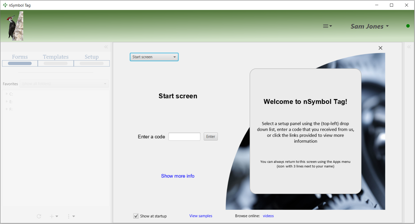 Start Screen overlay panel