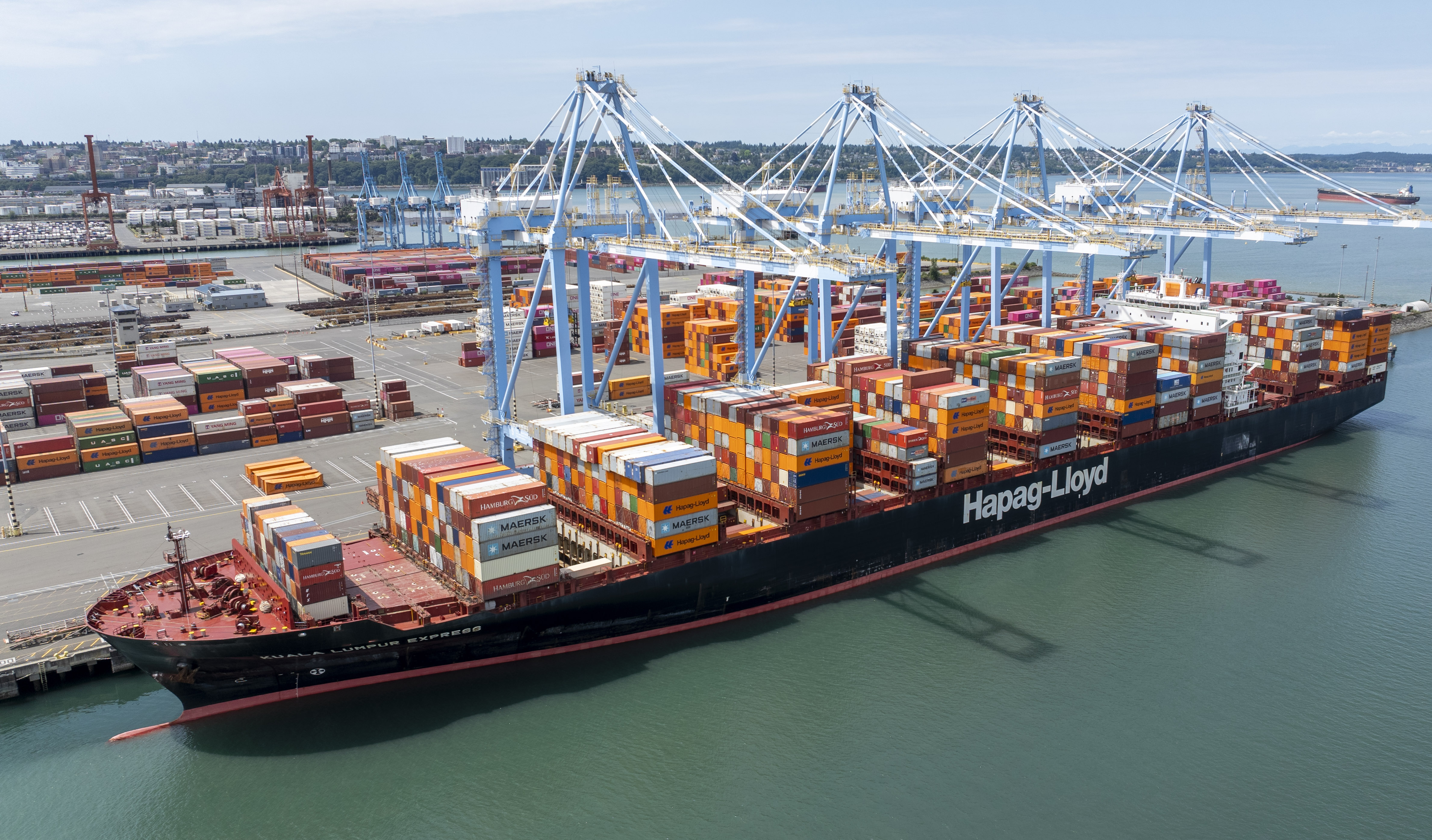 Hapag-Lloyd vessel Kuala Lumpur Express at berth at Husky Terminal