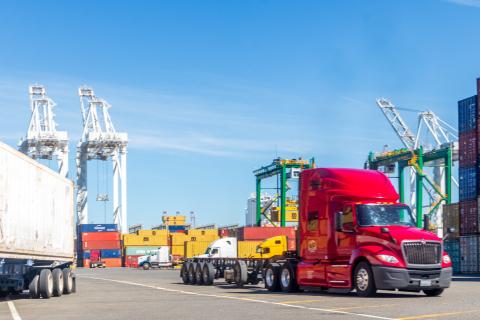 trucks at terrminal 5 in Seattle