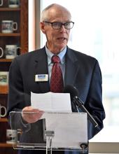 Port of Walla Walla Commissioner Kip Kelly speaks during a signing ceremony in Olympia for an interlocal agreement to develop an Inland Logistics Hub in southeastern Washington on Thursday, February 5, 2026. 
