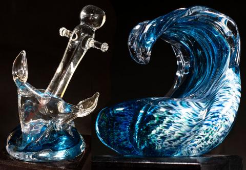 Glass award statues
