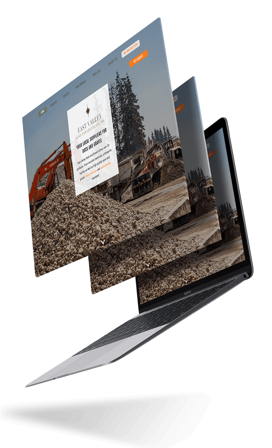 MacBook mockup of East Valley Sand & Gravel homepage