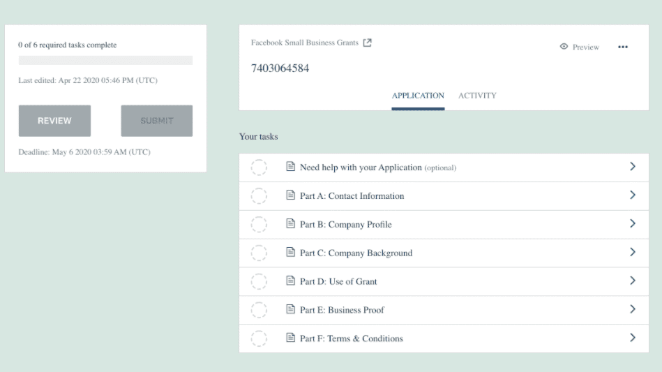 facebook business grant
