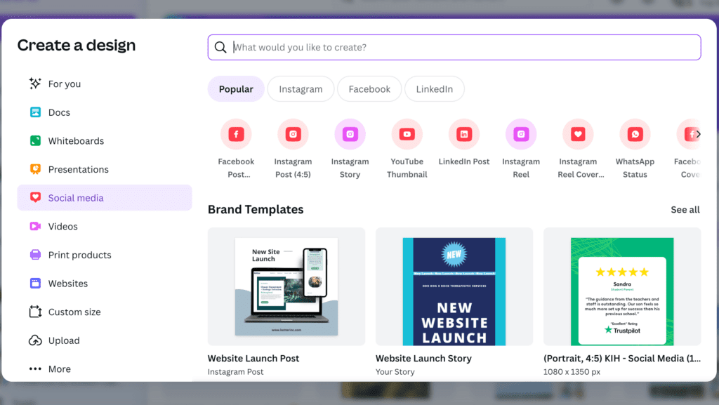 Canva Resize tool screenshot