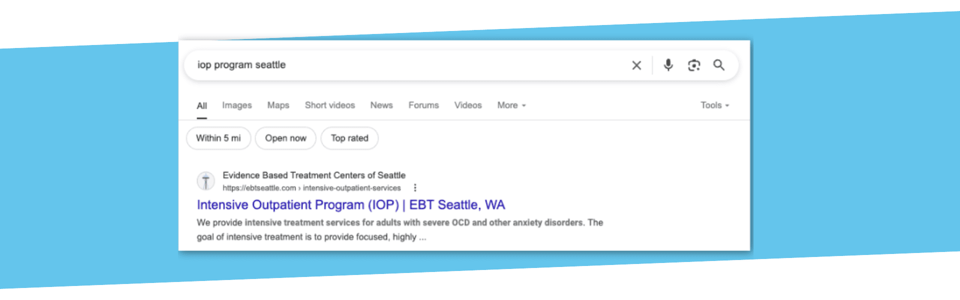 EBTCS page appearing #1 in Google search results page for 
