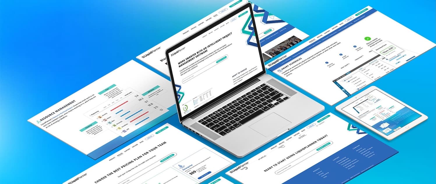 Liquid planner new website by Odd Dog - design showing multiple pages