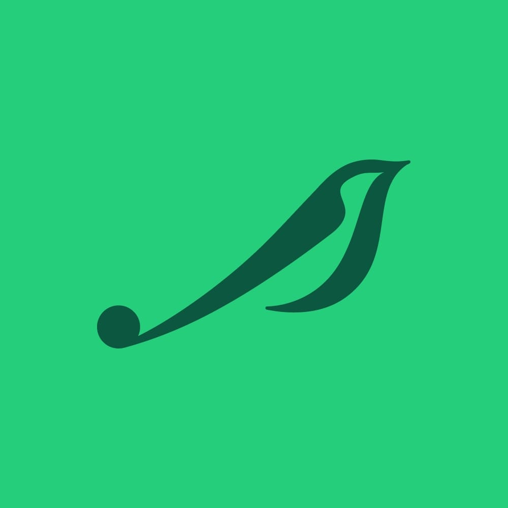Classical KING logo, classical music notes in shape of bird, on green background