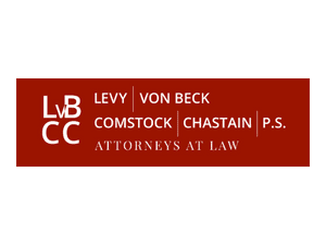 Levy | Von Beck | Comstock | Chastain | P.S. Attorneys at Law logo on maroon background