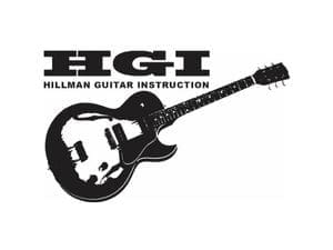 Hillman Guitar Instruction logo with slide guitar in black & white