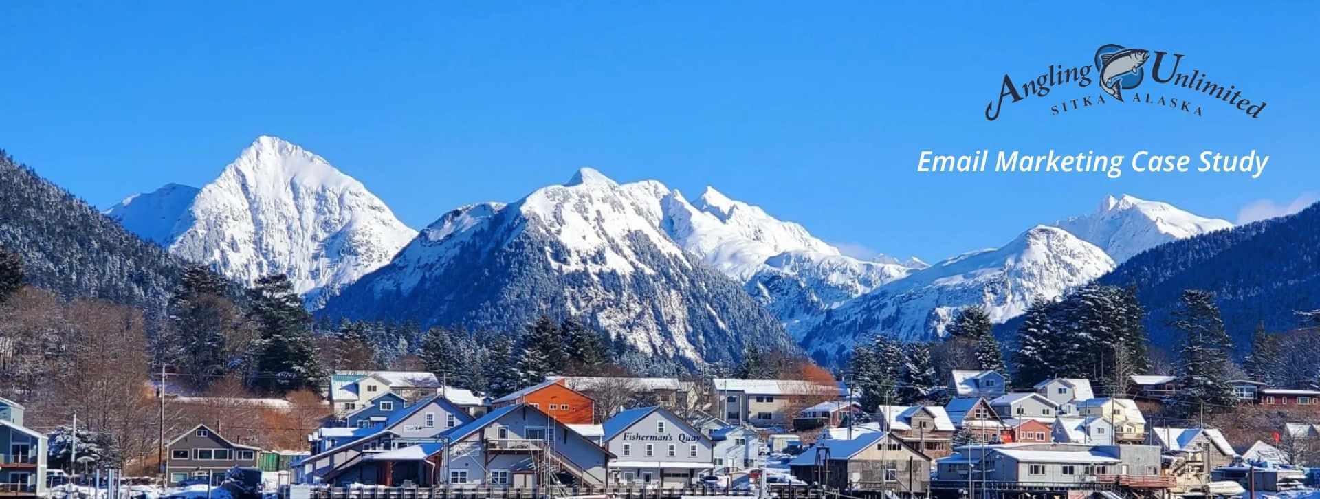 Sitka, AK landscape with Angling Unlimited logo overlaid