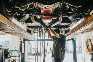 car being welded at Bucky's Auburn Auto Repair
