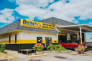 Car waiting to be repaired at Bucky's Auto repair puyallup