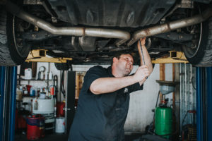 exhaust being worked on at Bucky's Auto repair puyallup