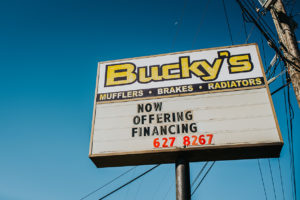 Bucky's Tacoma Sprague Auto repair location sign