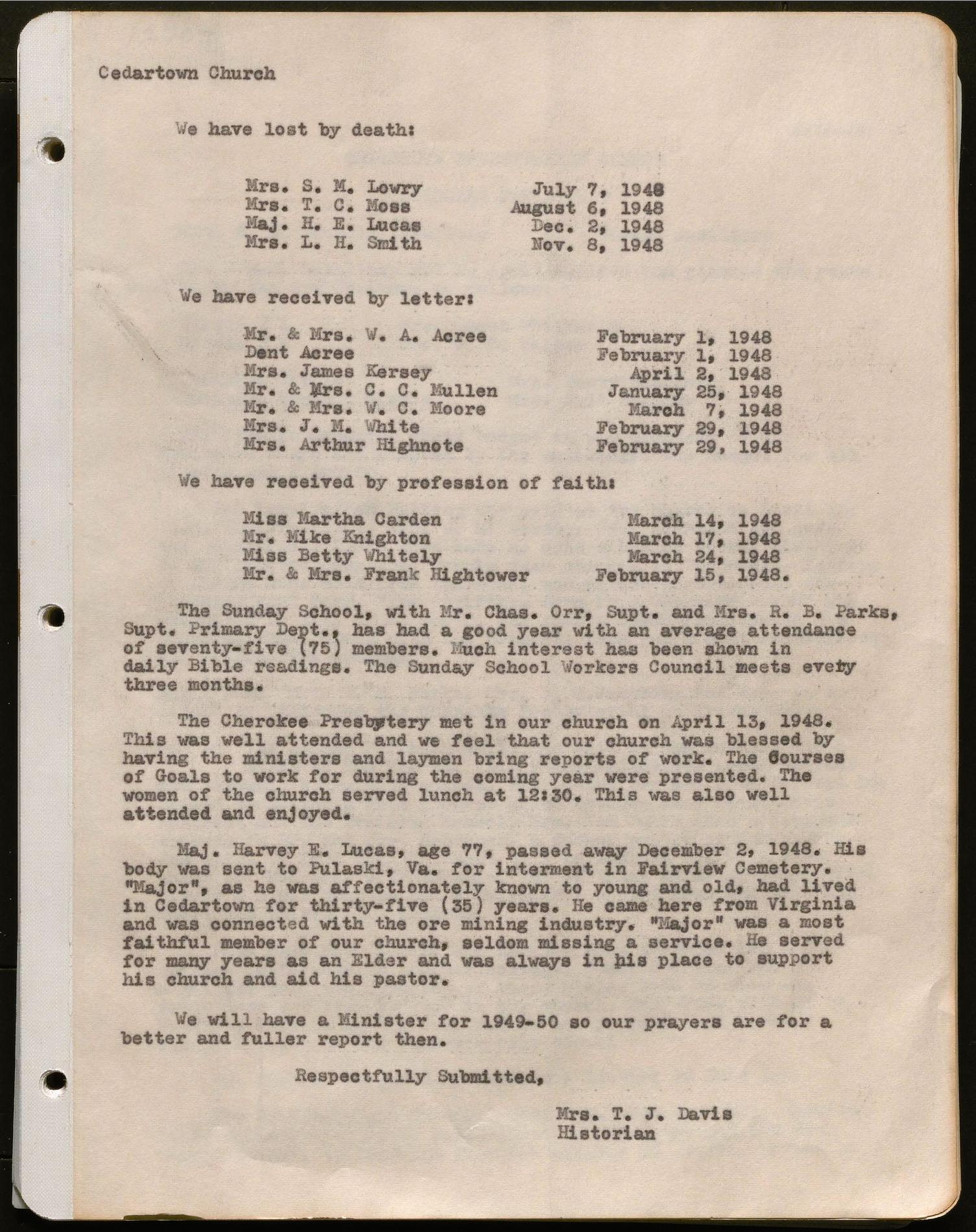 This history includes the years 1932-1934, 1937-1954, 1958-1970.