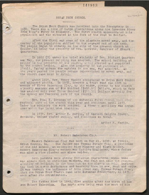 This history includes the years 1930, 1940, 1957. It also includes a summary of the years 1830-1930 (part of the 1930 history).